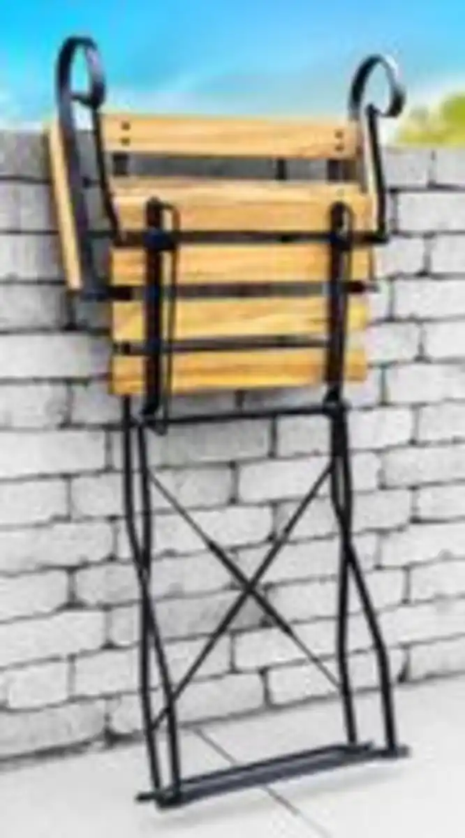Bild 4 von 3tlg. Bistro Outdoor-Klappstuhl-Set, 2-Sitzer mit 2 Streben aus Akazienholz
