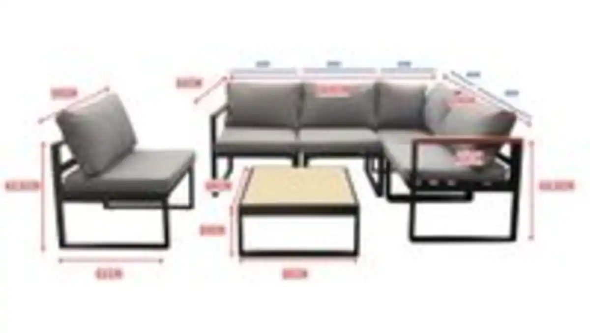 Bild 4 von 17.tlg Ecklounge "Santorini" aus Aluminium mit Tisch & Sessel - Schwarz/Hellgrau