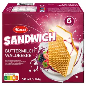MUCCI Buttermilch Eis Sandwich 540 ml, Waldbeere
