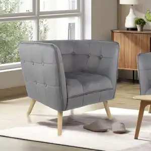 moderner Sessel mit Armlehne aus Samtbezug HWP69-GRA grau