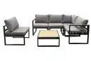 Bild 1 von 17.tlg Ecklounge "Santorini" aus Aluminium mit Tisch & Sessel - Schwarz/Hellgrau