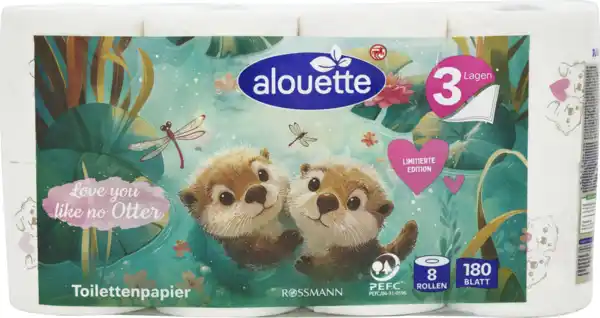 Bild 2 von alouette Toilettenpapier 3-lagig 8x180 Blatt Otter Sommer 2026