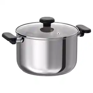 MIDDAGSMAT Topf mit Deckel, Klarglas/Edelstahl, 5 l