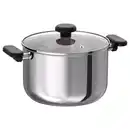 Bild 1 von MIDDAGSMAT Topf mit Deckel, Klarglas/Edelstahl, 5 l