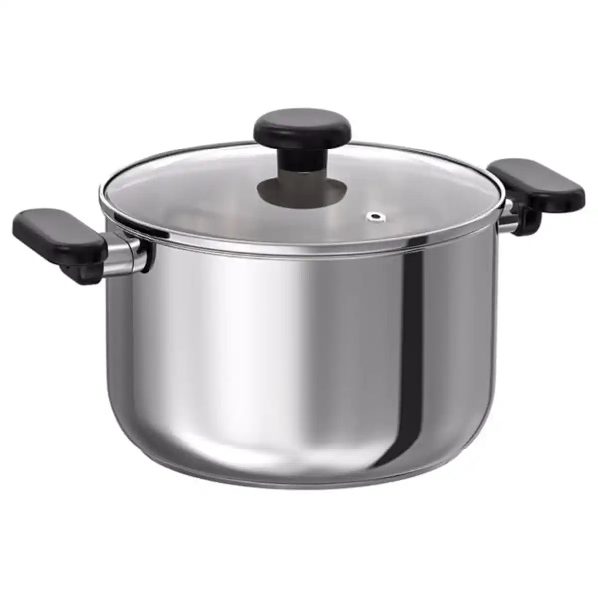 Bild 1 von MIDDAGSMAT Topf mit Deckel, Klarglas/Edelstahl, 5 l