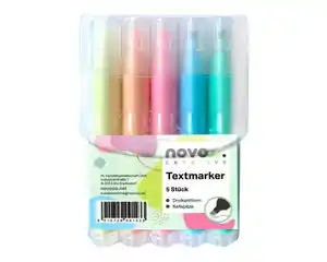 novooo Textmarker Dreikant Etui, 5 Stück