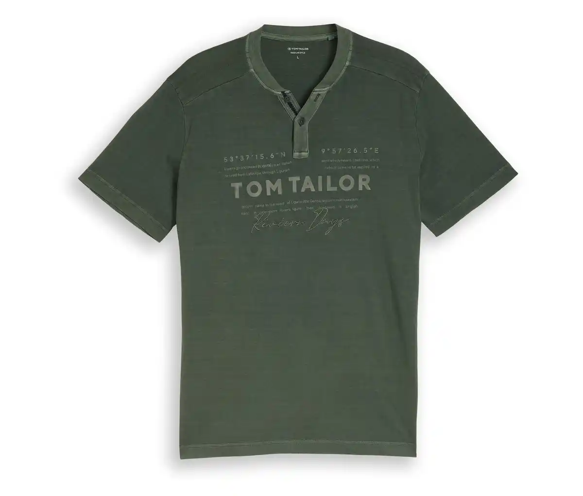 Bild 1 von Tom Tailor Serafino T-Shirt mit Logo-Print, Deep Leaf Green