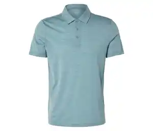 Poloshirt mit Merinowolle, türkis meliert
