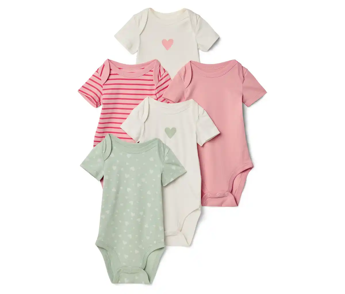 Bild 1 von 5 Baby-Bodys mit Mitwachsfunktion, Herzen