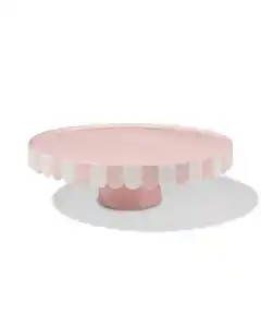 Tortenplatte aus Keramik, Wellenrand, rosa