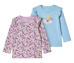 2 Kinder-Langarmshirts mit Applikation, Blumen