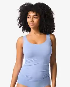 Damentop nahtlos Mikrofaser blau