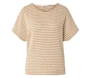 Strukturiertes Shirt, creme-braun
