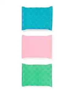 3 waschbare Schwämme, grün/rosa/blau, 9 x 12 x 2 cm