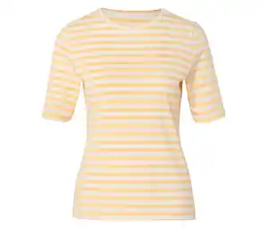 Basic Halbarmshirt, offwhite-buttergelb gestreift