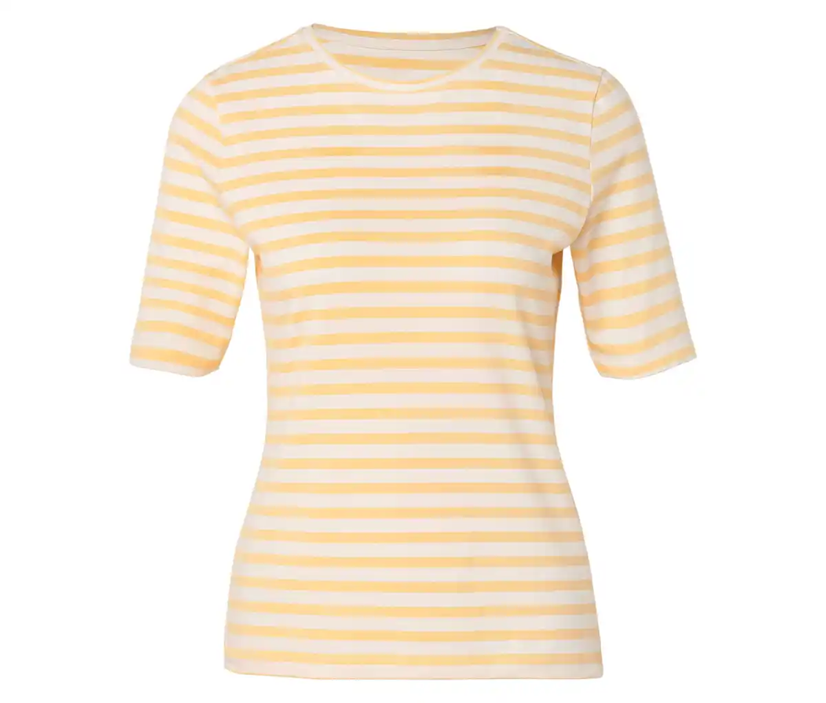 Bild 1 von Basic Halbarmshirt, offwhite-buttergelb gestreift
