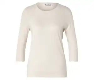 Feinstrickpullover mit Seide, creme