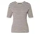 Bild 1 von Basic Halbarmshirt, offwhite-braun gestreift