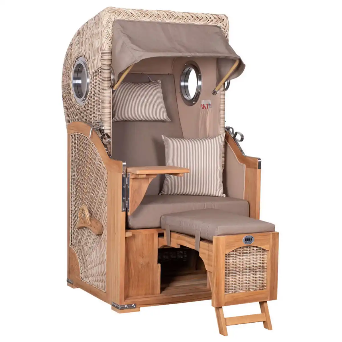 Bild 1 von Mr. Deko Strandkorb, Taupe, Metall, Uni, Füllung: Schaumstoff,Schaumstoff,Schaumstoff,Schaumstoff, Rechteckig, 96x165x80 cm, Gartenmöbel, Strandkörbe