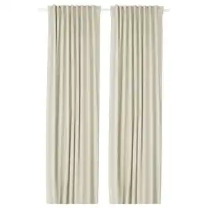 KORGMOTT 2 Gardinenschals (verdunk.), beige/mit Gardinenband, 145x250 cm
