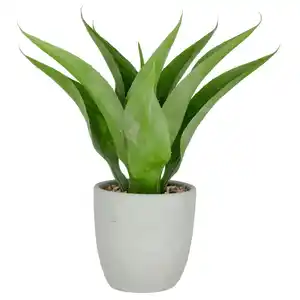 Agave, Grün, Kunststoff, 75 cm, inkl. Topf, UV-beständig, Dekoration, Kunstblumen