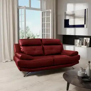 Livetastic 2-Sitzer-Sofa, Rot, Metall, Echtleder, Rindleder, 185x92x99 cm, Made in EU, Lederauswahl, Rücken echt, Wohnzimmer, Sofas & Couches, Sofas, Ledersofas