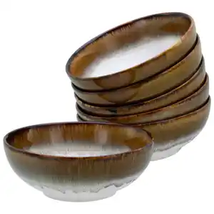 Creatable Schüsselset Cascade, Braun, Weiß, Keramik, 6-teilig, rund, lebensmittelecht, stapelbar, Essen & Trinken, Geschirr, Schalen & Schüsseln, Schüsselset