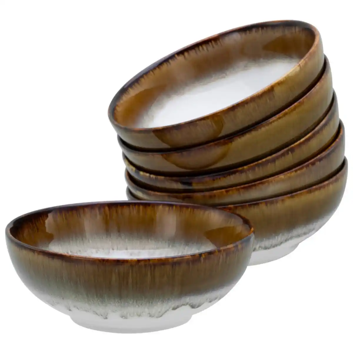 Bild 1 von Creatable Schüsselset Cascade, Braun, Weiß, Keramik, 6-teilig, rund, lebensmittelecht, stapelbar, Essen & Trinken, Geschirr, Schalen & Schüsseln, Schüsselset