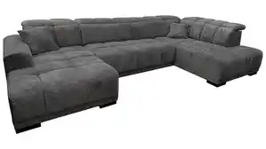 Wohnlandschaft grau elektrisch ausfahrbar 355 cm - TABOS