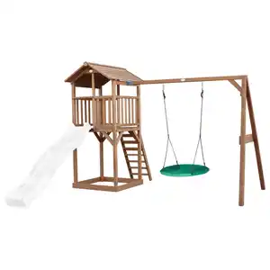 Spielturm, Braun, Grün, Weiß, Holz, Kunststoff, 356.6x241.9x349 cm, EN 71, CE, FSC 100%, Outdoor Spielzeug, Spieltürme