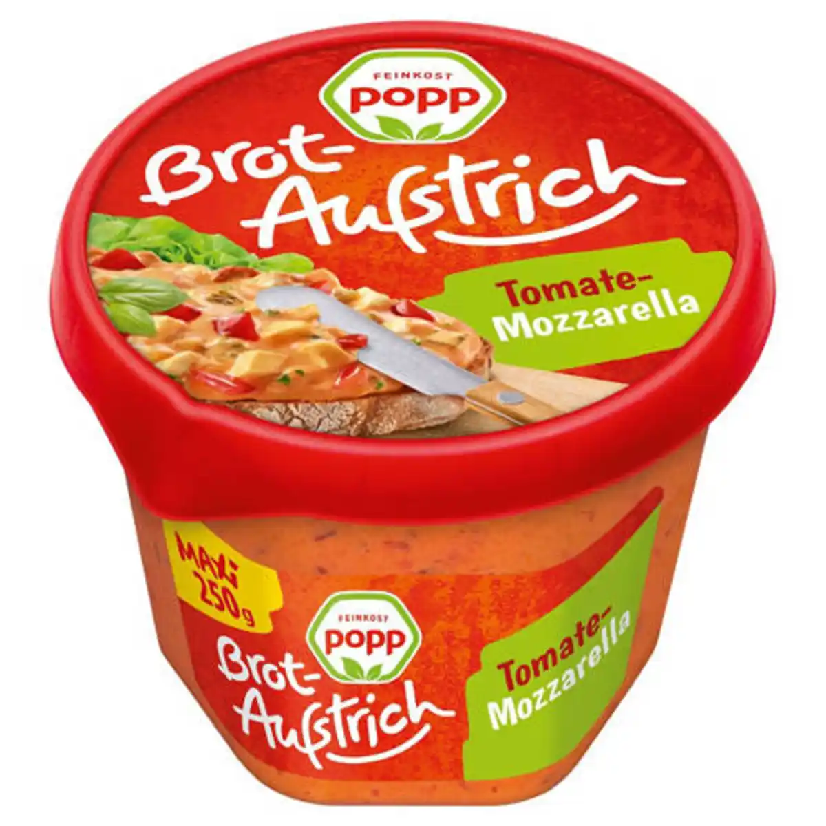 Bild 1 von FEINKOST POPP Brotaufstrich 250 g, Tomate-Mozzarella