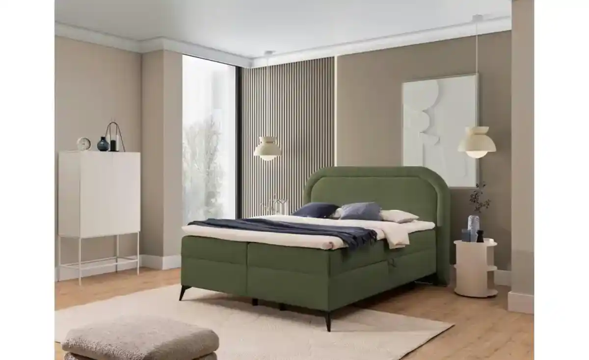 Bild 1 von S-STYLE Boxbett mit Bettkasten, Bouclé-Stoff Sonna