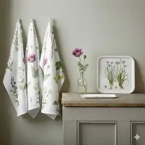 Geschirrtuch-Set The Monastery Garden, Mehrfarbig, Textil, 3-teilig, Blume, 50x70 cm, Kochen, Geschirrtücher & Schürzen, Geschirrtücher
