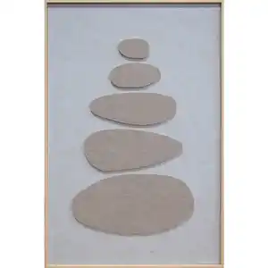 Wandkraft Bild Stacked Ovals, Beige, Kunststoff, Textil, 80x120x10 cm, 3D-Effekt, einfache und schnelle Anbringung, matt, Bilder und Zubehör, Wandbilder, Sonstige Wandbilder