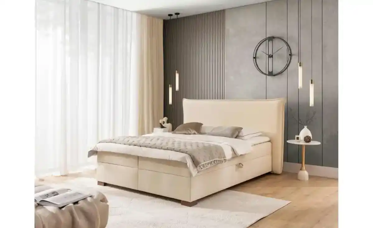 Bild 1 von S-STYLE Boxbett mit Bettkasten, Strukturstoff mit Cordoptik, H3 Lovetti