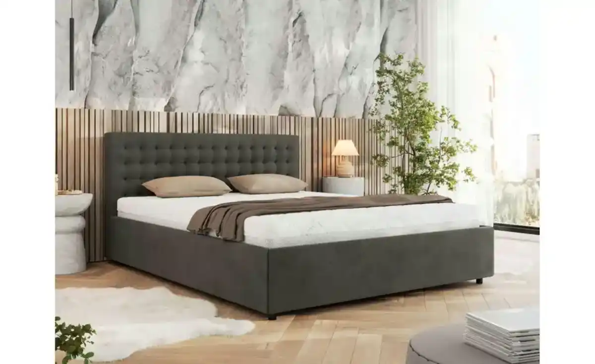 Bild 3 von Polsterbett 140x200 Grau mit Bettkasten Pavo Classic