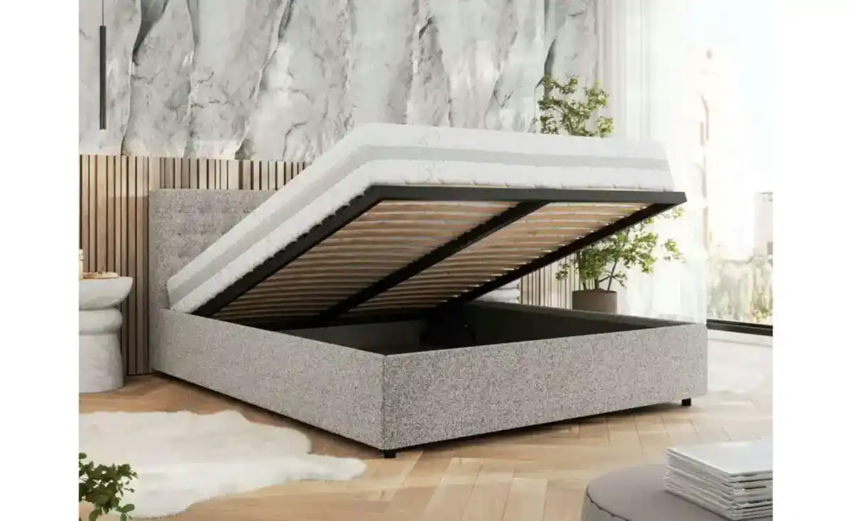 Bild 3 von Polsterbett 140x200 Hellgrau mit Bettkasten Pavo Classic
