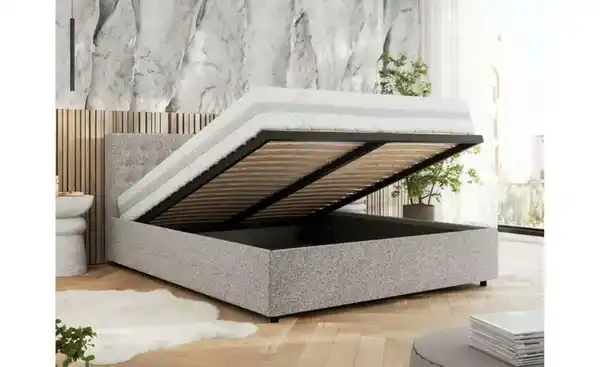 Bild 3 von Polsterbett 140x200 Hellgrau mit Bettkasten Pavo Classic