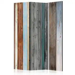 artgeist Paravent, Türkis, Hellbraun, Holz, Textil, Kiefer, massiv, Holzoptik, 135x172x3 cm, Motiv auf Vorderseite, Wohnzimmer, Raumteiler & Paravents, Paravents