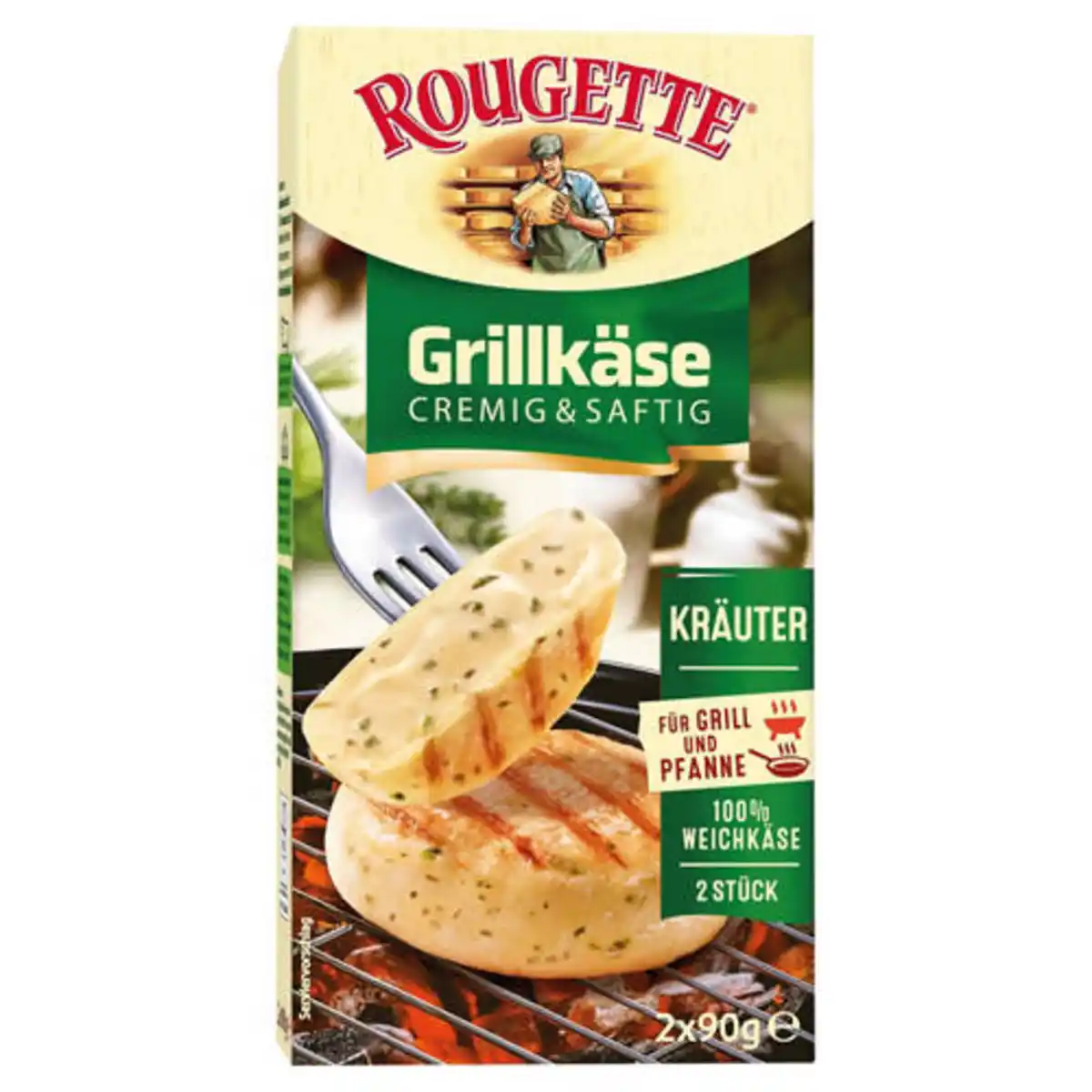 Bild 1 von ROUGETTE Grillkäse cremig & saftig 2 x 90g, Kräuter