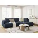 Bild 1 von Eckschlafsofa Fuji, Dunkelblau, Kunststoff, Buche, Kiefer, 4-Sitzer, Füllung: Komfortschaum, 282x204 cm, Rücken echt, Armteil links, rechts, Wohnzimmer, Sofas & Couches, Schlafsofas, Schlafsofas mi
