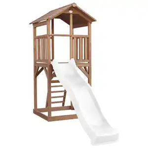 Spielturm, Braun, Weiß, Holz, Kunststoff, 111.2x241.9x349 cm, EN 71, CE, FSC 100%, Outdoor Spielzeug, Spieltürme