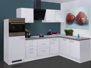 Eckküche Lucca m. Geräten ca. 280x170cm Weiß, Weiß