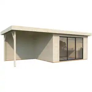 Gartenhaus "Lydia" 10,8 m² + 7,6 m² überdachter Anbau Fichtenholz