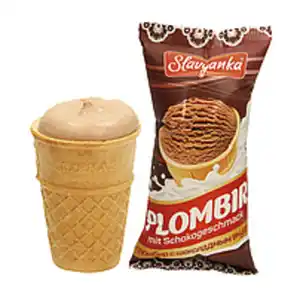 Eiskrem Slavyanka mit Schokogeschmack im Waffelbecher