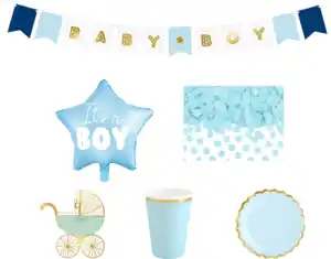 PartyDeco Party-Dekorationsset "Baby Shower" blau 35tlg, 1 St