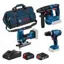 Bild 1 von Bosch Professional Kit 3 Akku-Geräte GSB/GST/GBH 18 V mit 2 Akkus und Ladegerät