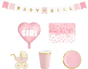 PartyDeco Party-Dekorationsset "Baby Shower" rosa, 35tlg, 1 St
