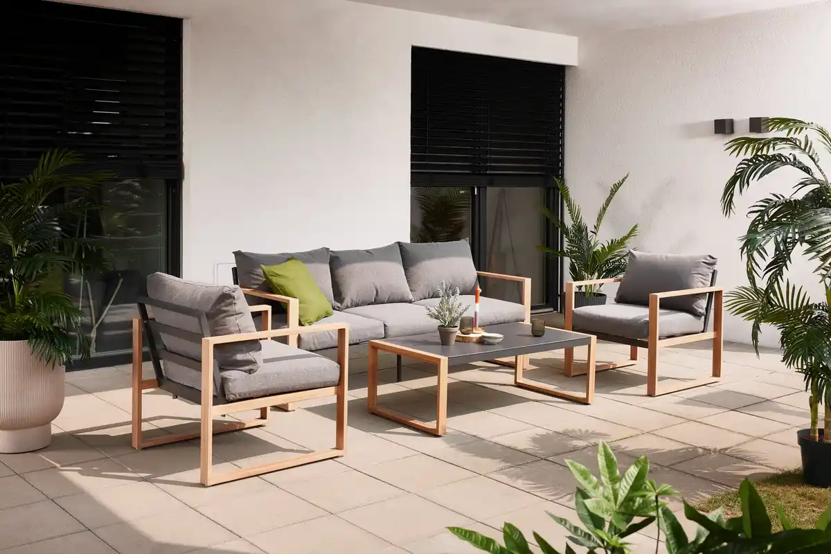 Bild 1 von Primaster Gartenmöbel-Set Marbella Aluminium in Holzoptik