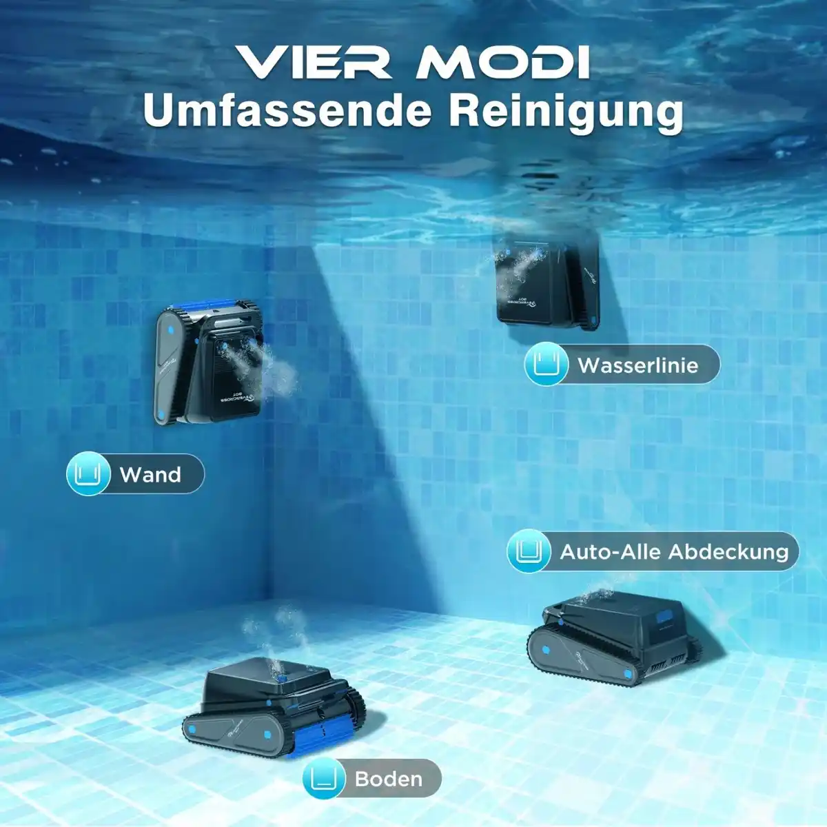Bild 2 von EVERCROSS BOT U8 Poolroboter Boden und Wand mit APP Schwarz